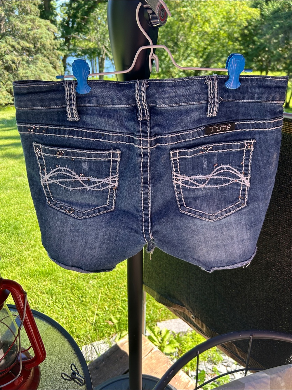 Women's Dark Blue Denim Cowgirl Tough Shorts Size 32